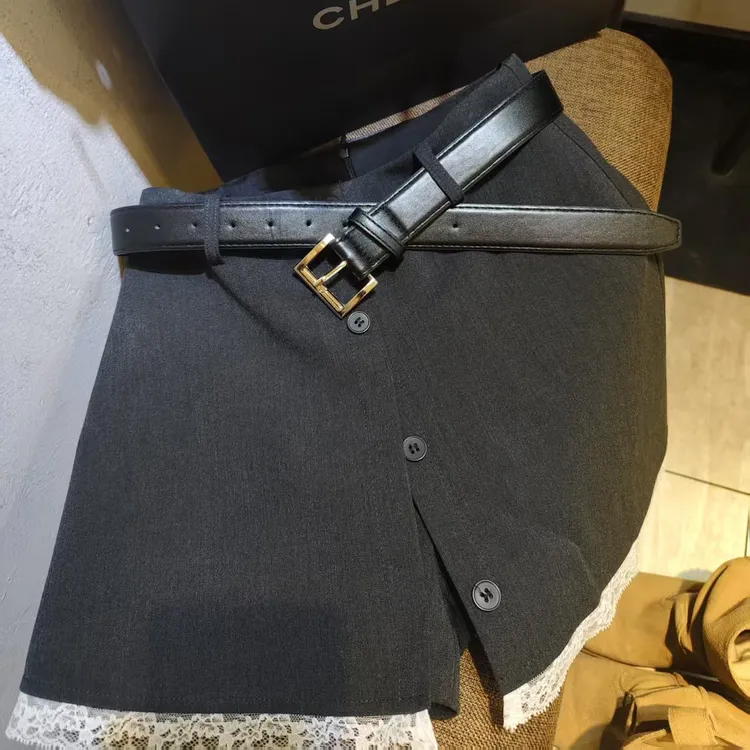 韩版春季OL风新款修身时尚休闲裤裙蕾丝西装短裙