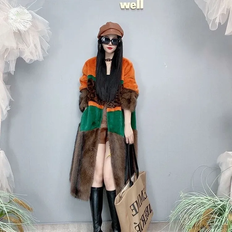 2025新款高端奢华宽松显瘦冬季加厚带里衬长款时尚欧貂绒皮衣