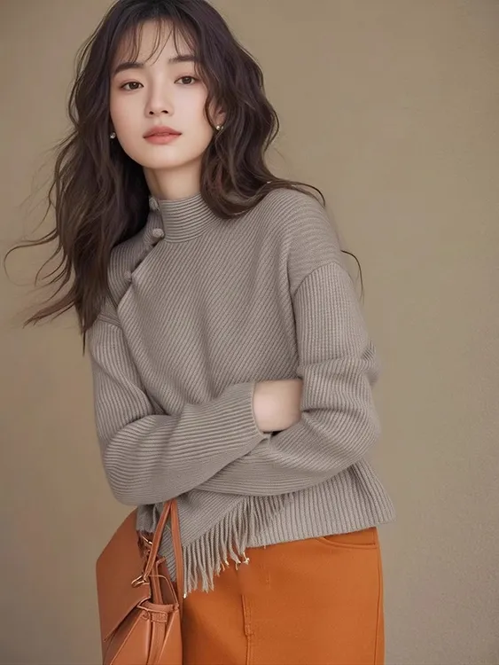 新中式女装国风复古针织毛衣高级感内搭打底上衣女款2025新款冬季