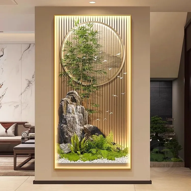 腾景空间【节节高升】柿柿如意荷花九鱼走廊过道入户玄关画挂画晶瓷