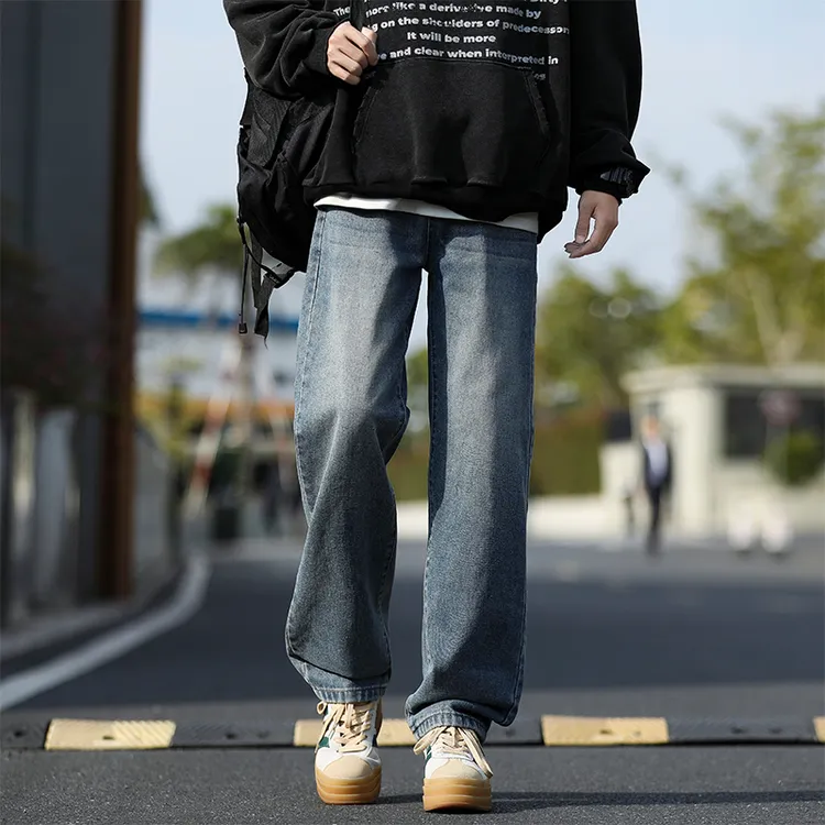 牛仔裤男款秋季2025新款宽松直筒裤子男青少年美式潮牌阔腿休闲裤