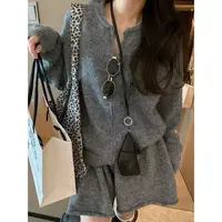 SP 格雷系穿搭~灰色毛衣短裙针织套装女秋季气质温柔两件套套装