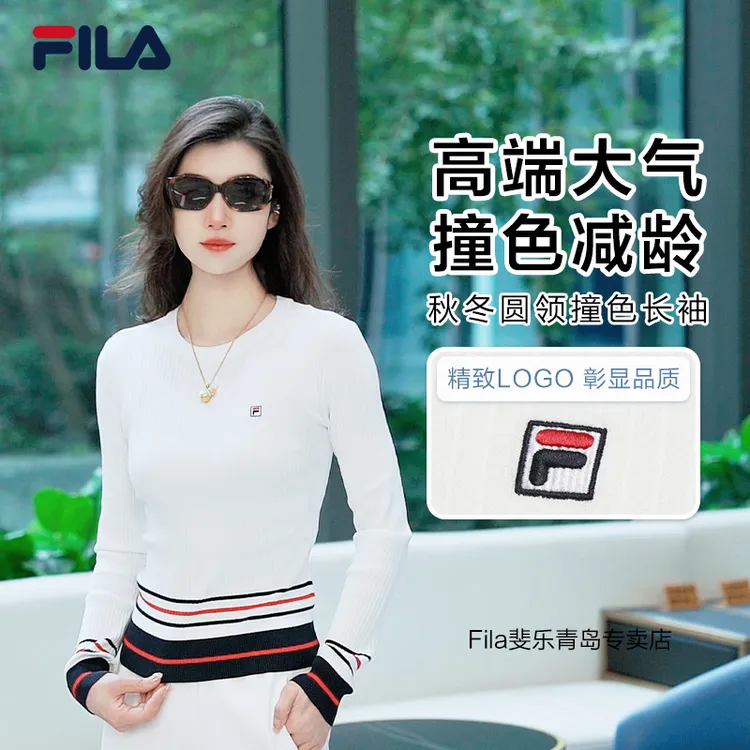 Fila/斐乐女装编织衫暖冬穿搭运动时尚休闲保暖女圆领F11W548408F