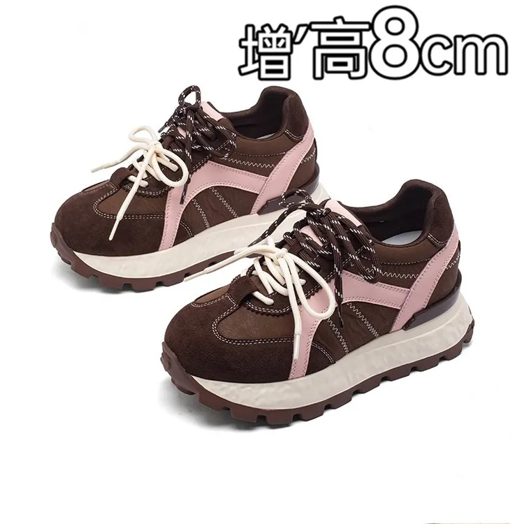 2025年秋季新款厚底华夫阿甘鞋百搭小众休闲轻便运动鞋女增高8CM