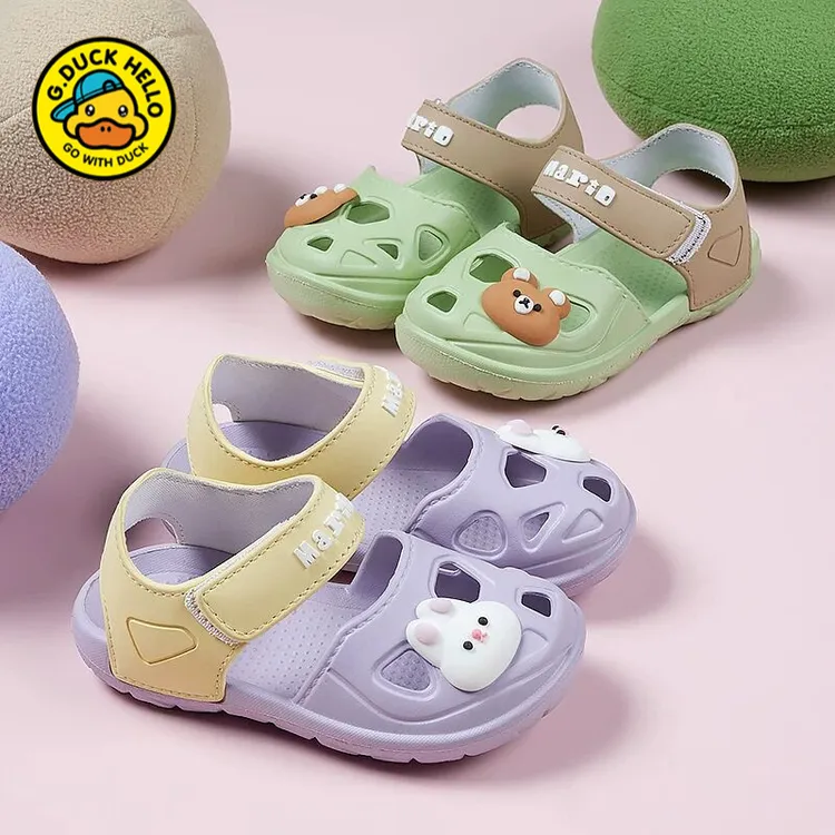小黄鸭儿童洞洞鞋女童夏季单夏款学步宝宝鞋子透气小童运