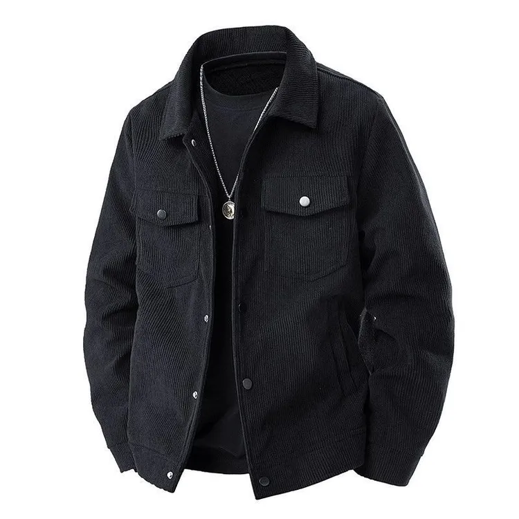 加大码灯芯绒翻领外套男秋冬2025新款宽简约工装夹克男士休闲外套