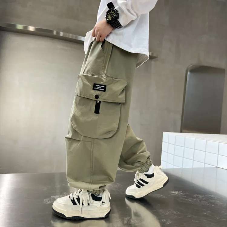 儿童装男童秋装裤子2025新款春秋款中大童帅气工装裤秋季男孩长裤