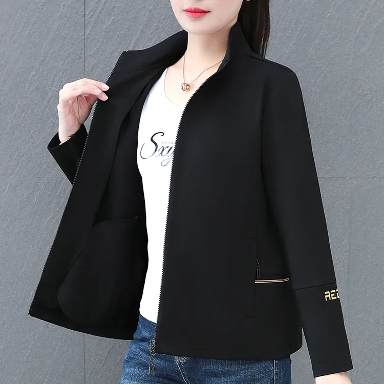 休闲卫衣外套女开衫春秋款2025新款秋季薄款宽松大码立领运动上衣