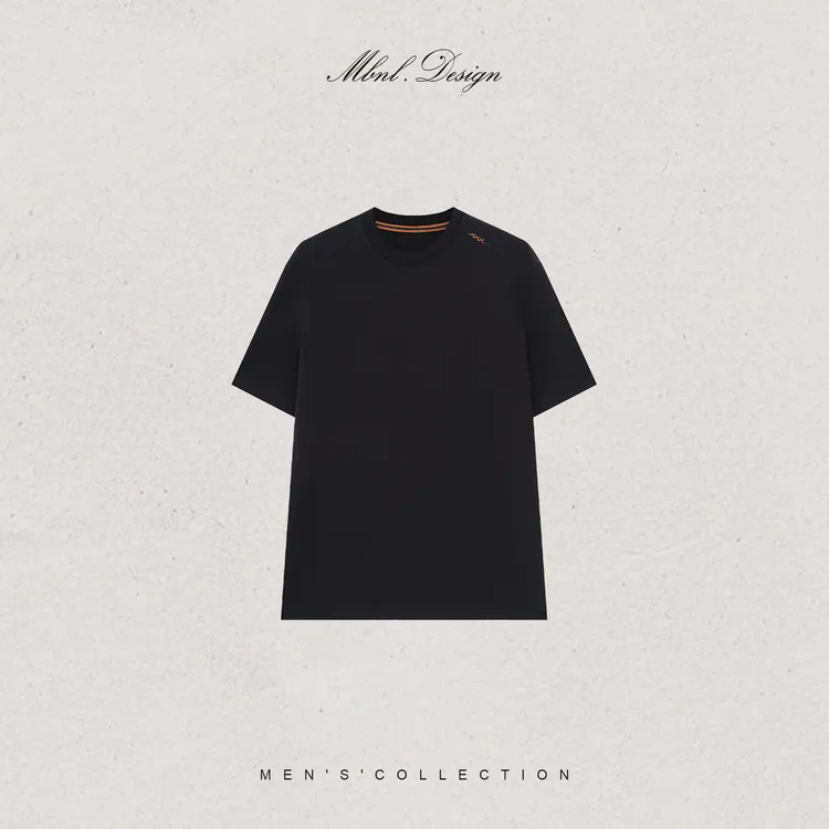 MBNL-F「织造」秦磊男装百灵达刺绣罗纹插肩圆领短袖T恤LL-WSY1103