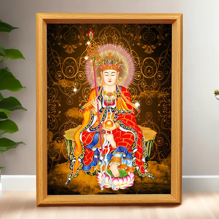 结缘佛像画地藏王装饰画摆台相框摆件结缘菩萨佛像九华山桌面供奉