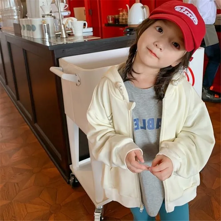 春秋女童装外套宝宝洋气个性潮网红韩版字母连帽运动卫衣开衫河北