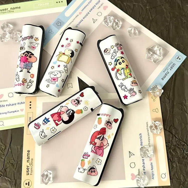 可爱卡通小新系列创意防风蓝焰直冲铁壳充气高颜值打火机送礼品