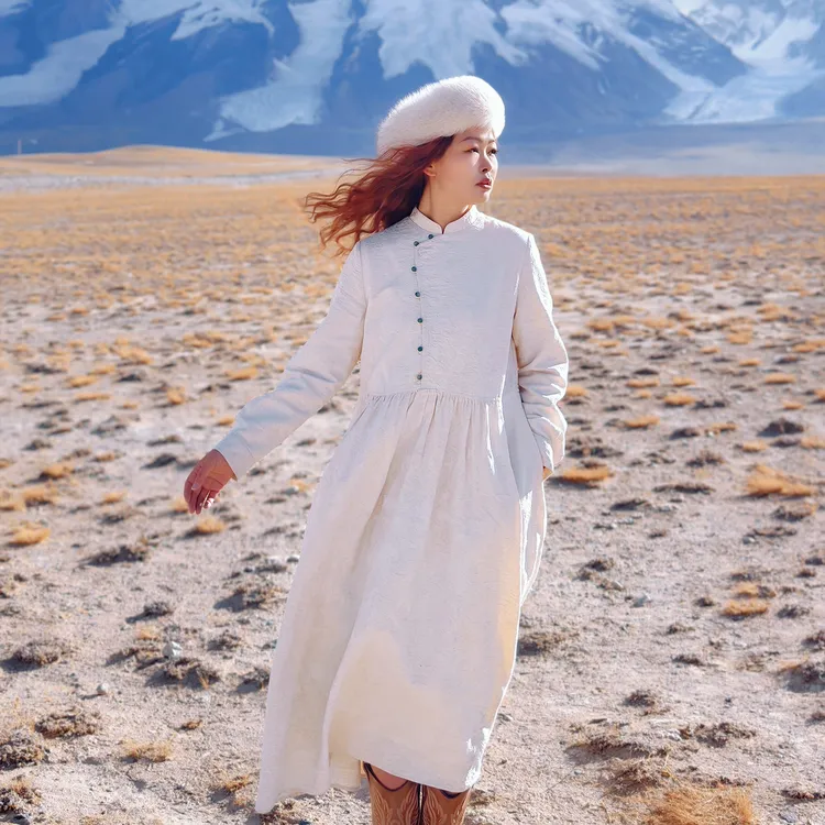 【董艺旅行穿搭】人如玉·旗袍裙改良新中式连衣裙送刺绣腰带