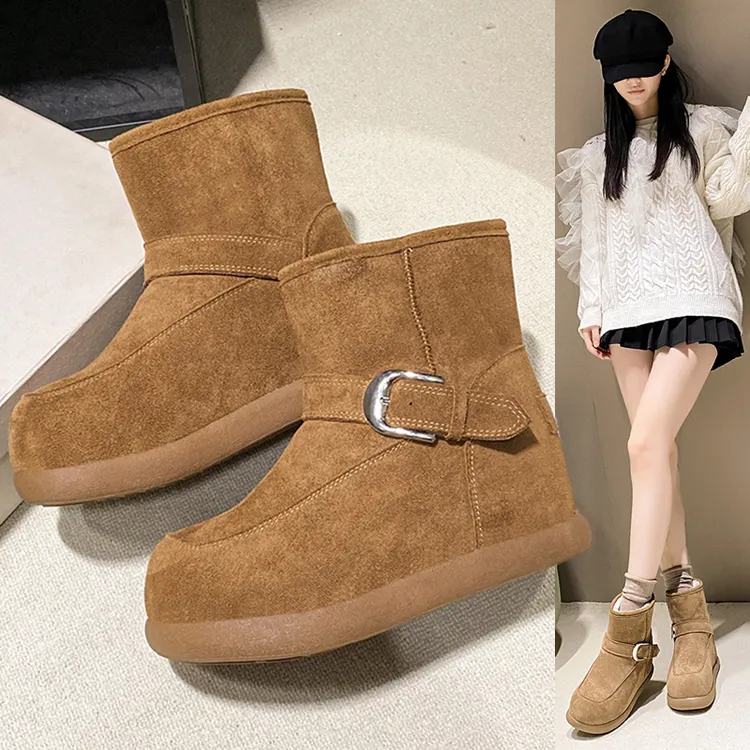 内增高9厘米厚底加绒雪地靴女2025新款冬季保暖勃肯棉靴外穿棉鞋