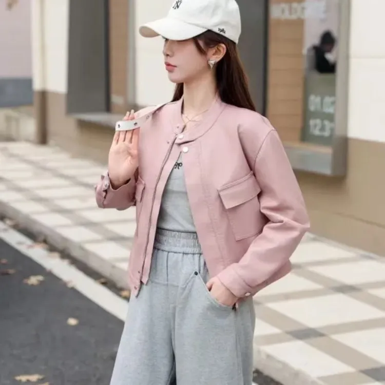 【浅浅专属】2025新款休闲小皮衣外套女宽松显瘦机车服短款时尚百搭
