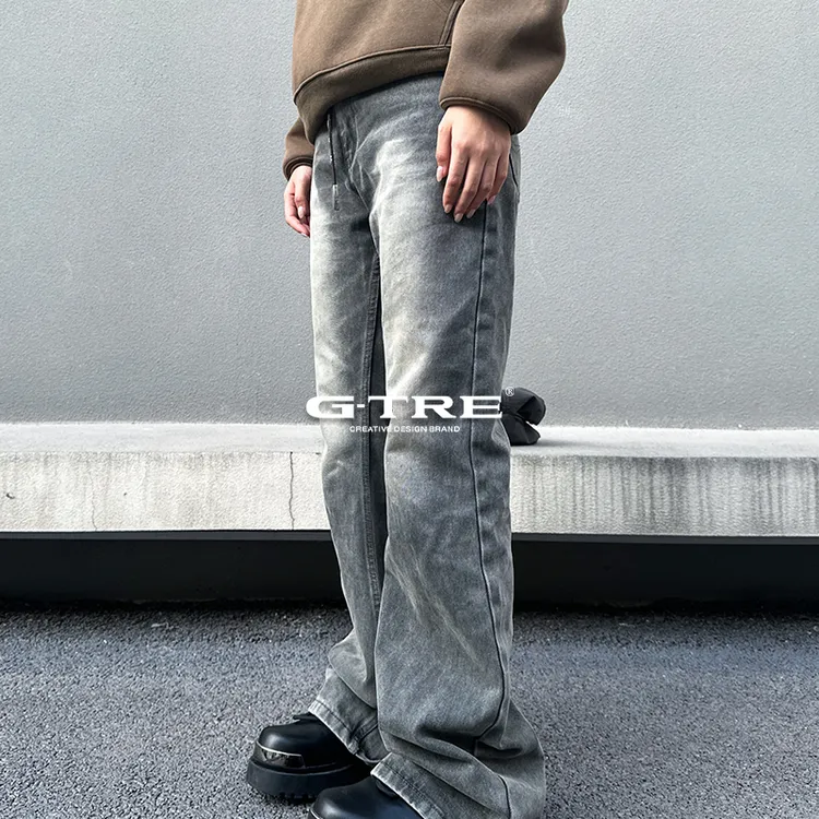 G-TRE  24SS“Bootcut”水洗灰巴黎风牛仔裤宽松微喇休闲长裤