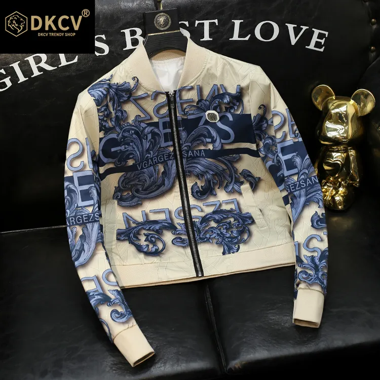 【香港立督&轻奢正品】花纹夹克男士修身高端休闲时尚大码外套秋季
