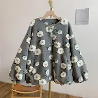 繁华Y4006夹棉花朵盘扣圆领外套