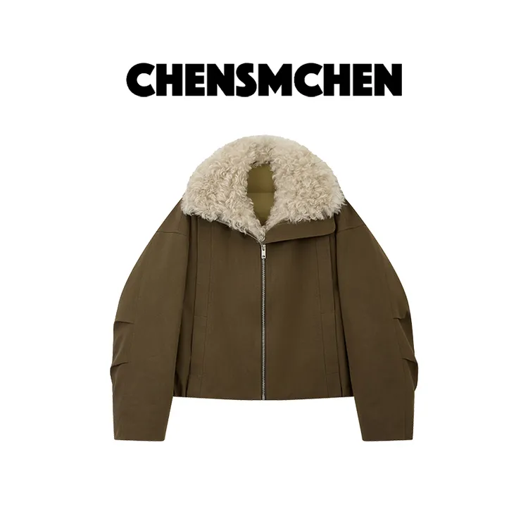 CHENSMCHEN翻领时尚短款派克服女宽松显瘦羽绒服CSY11011MX