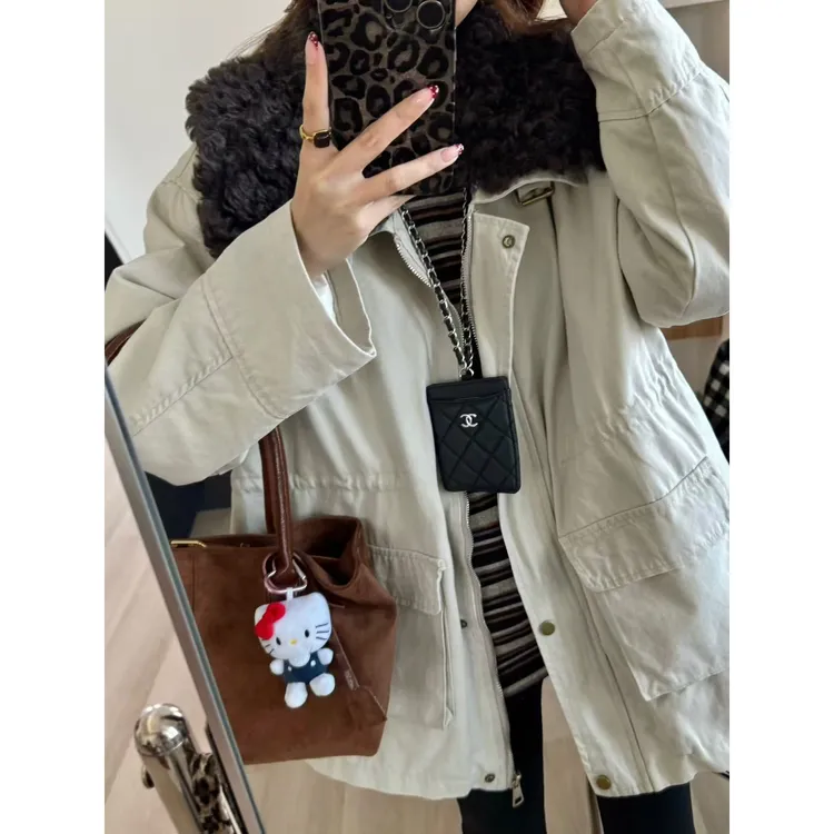 SP 羊羔毛领收腰显瘦加厚羽绒派克服女冬羽绒内里保暖工装外套