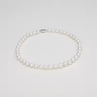 A17淡水珍珠爱迪生有核珍珠925银镶项链 9-11mm（多样性发其一）