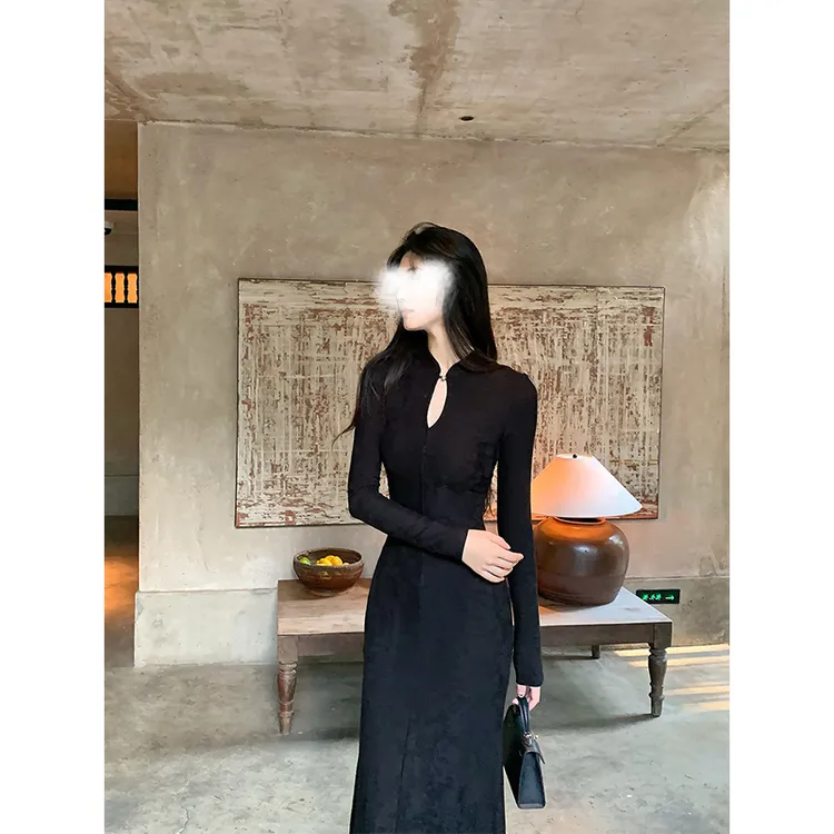 【朱朱专属】运补6-8新中式重工提花连衣裙女秋冬季新款收腰显身材绝美包臀裙