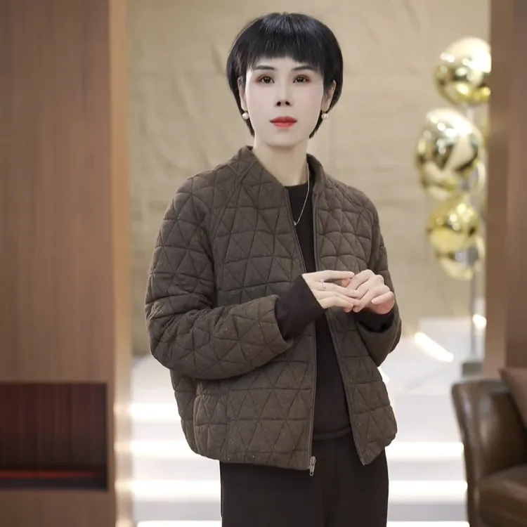 【渲渲推荐】XR-F345冬季休闲气质三角格外套棉服