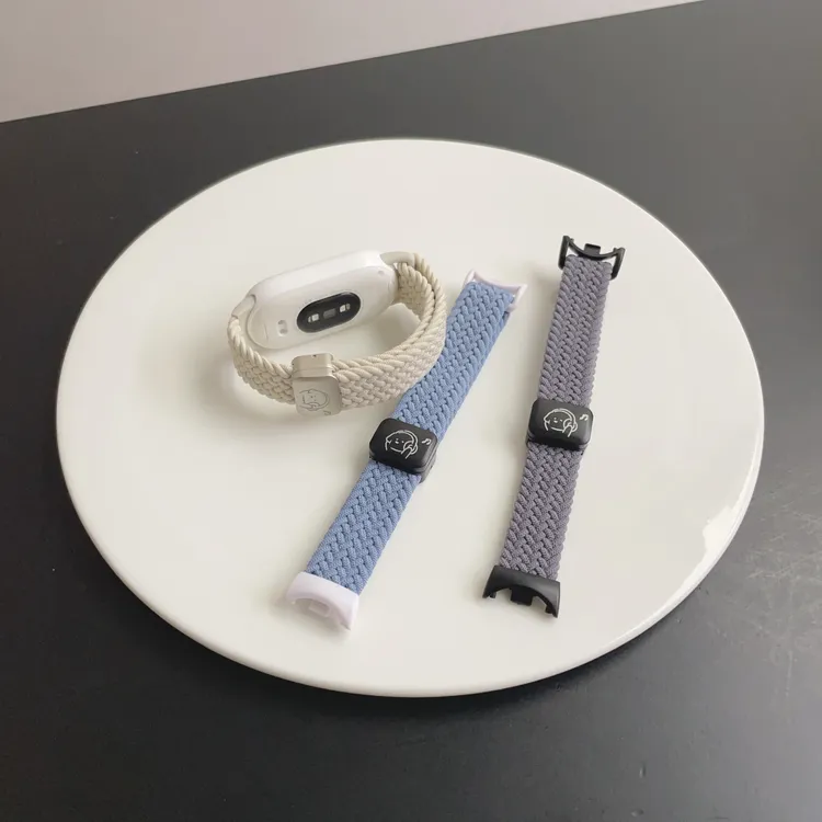 M适用小米手环1098代表带可爱音乐小狗编织磁吸腕带于