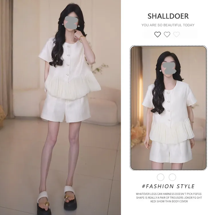 小香风时尚套装女2025夏季新款时尚气质短袖t恤显瘦阔腿裤两件套