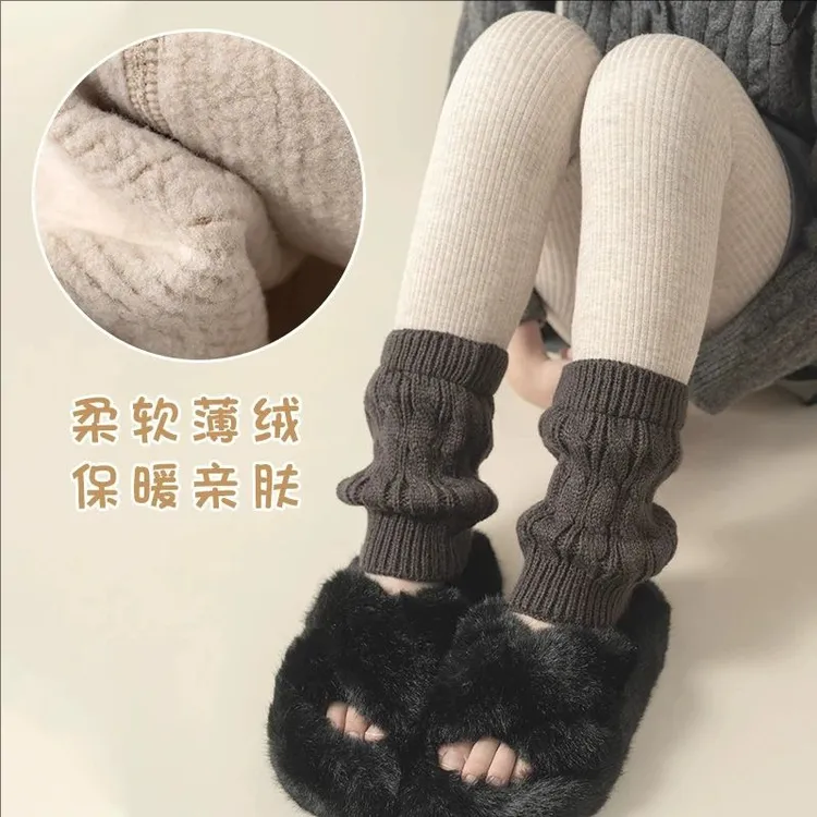 女童假两件加绒打底裤冬加厚袜套保暖毛线腿套堆堆袜洋气儿童裤袜