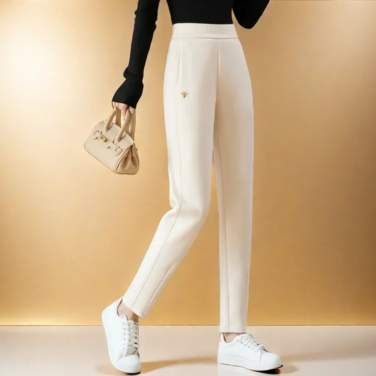 春夏新款高弹空气棉九分哈伦裤女高腰宽松休闲萝卜裤中老年妈妈裤