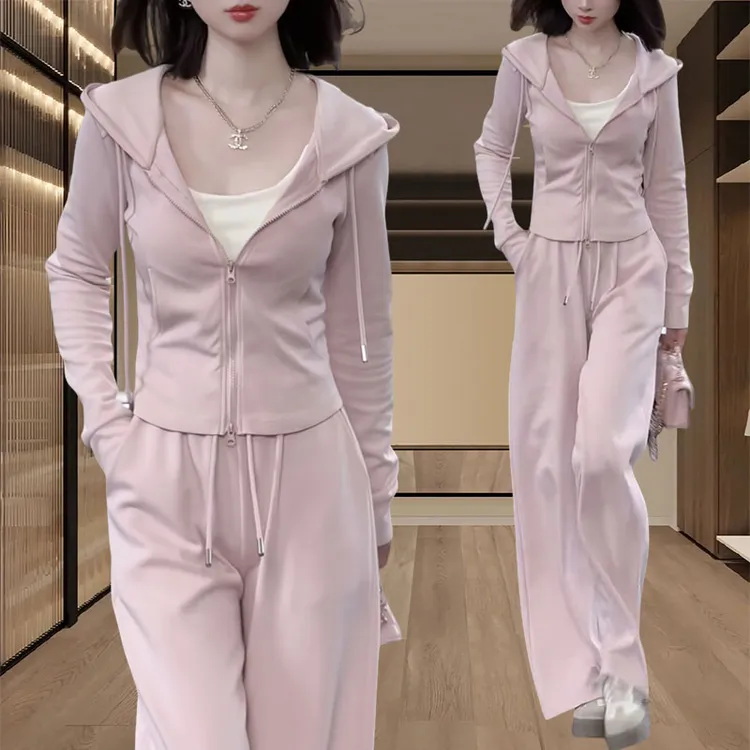 小个子穿搭运动休闲套装女秋季2025新款爆款连帽卫衣阔腿裤两件套