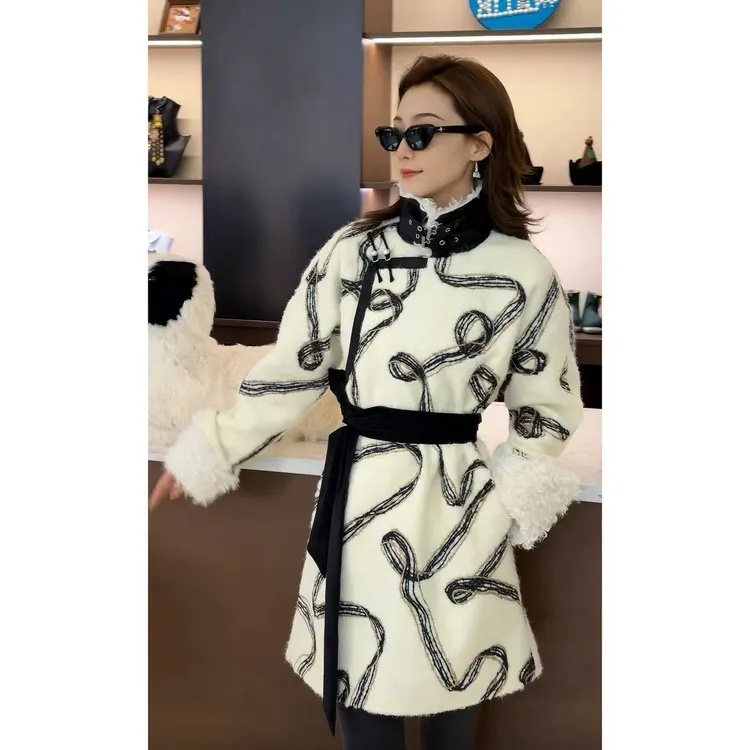 【卓日雅】5515新款民族风中长款棉服外套