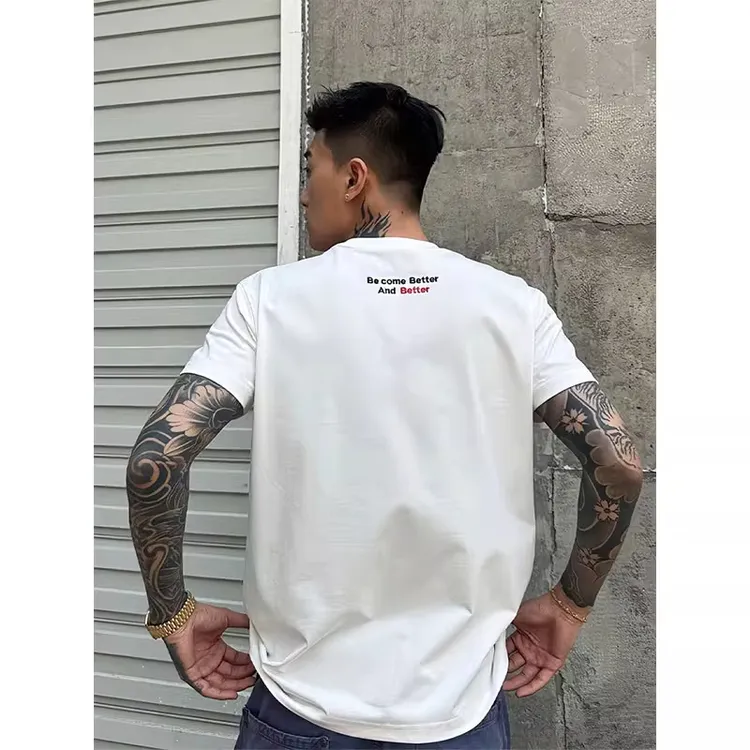 索罗娜凉感正肩字母印花短袖t恤男夏季白色小领口情侣痞帅三分袖