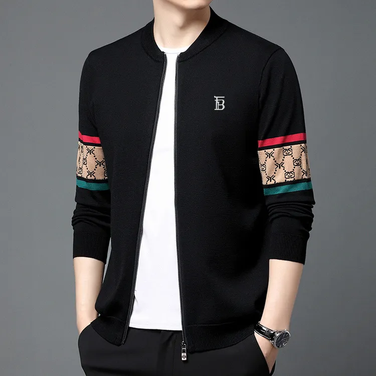 欧洲站巴家羊毛衫外套男款秋冬季商务休闲保暖毛衣高档打底针织衫