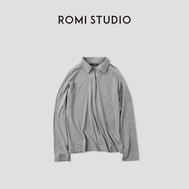 ROMI STUDIO“松弛随性”棉质无束缚感宽松polo领长袖T恤RWCASU5261