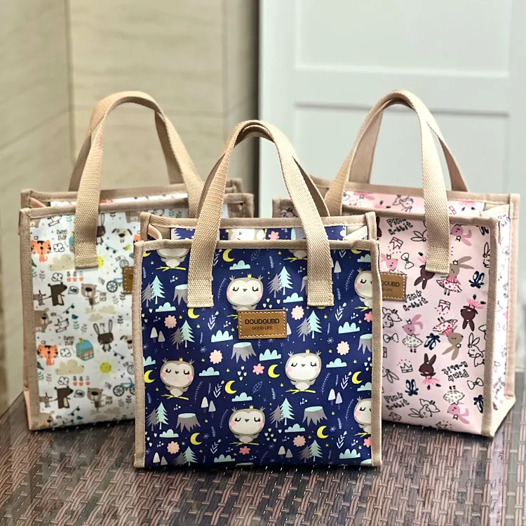 卡通手提包饭盒袋防水大容量上班族便当包通勤手拎外出妈咪女包