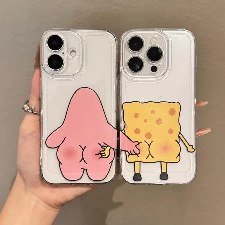 抓屁海绵宝宝适用iphone16苹果15手机壳小米OPPO华为VIVO荣耀一加