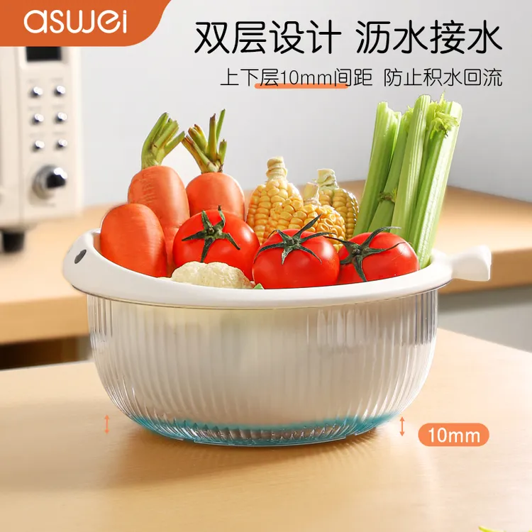 洗菜盆沥水篮多功能厨房双层滤水筐篮子客厅家用筷子笼