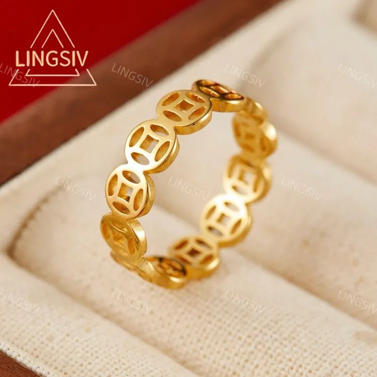 钛钢戒指 新中式2026钱多多戒指复古铜钱指环男女情侣钱币食指环