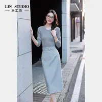 【山羊绒+桑蚕丝】琳工坊“文杏”浅灰色针织衫气质百搭显瘦唐琳设计