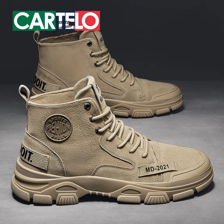 卡帝乐鳄鱼马丁靴男秋季英伦风休闲工装沙漠靴子男高帮户外登山鞋