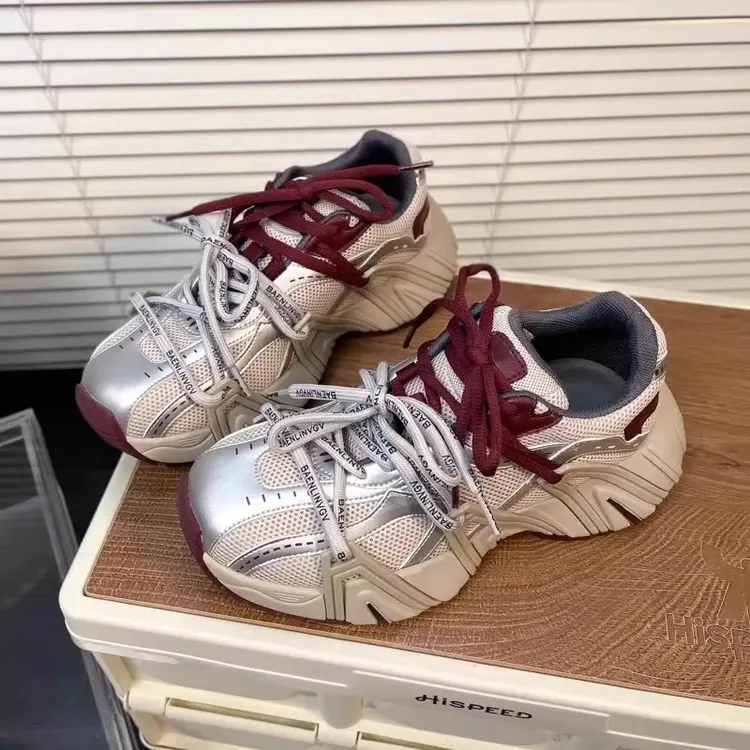 牛皮版！厚底老爹鞋女2025春秋季新款爆款休闲鞋增高百搭运动鞋子