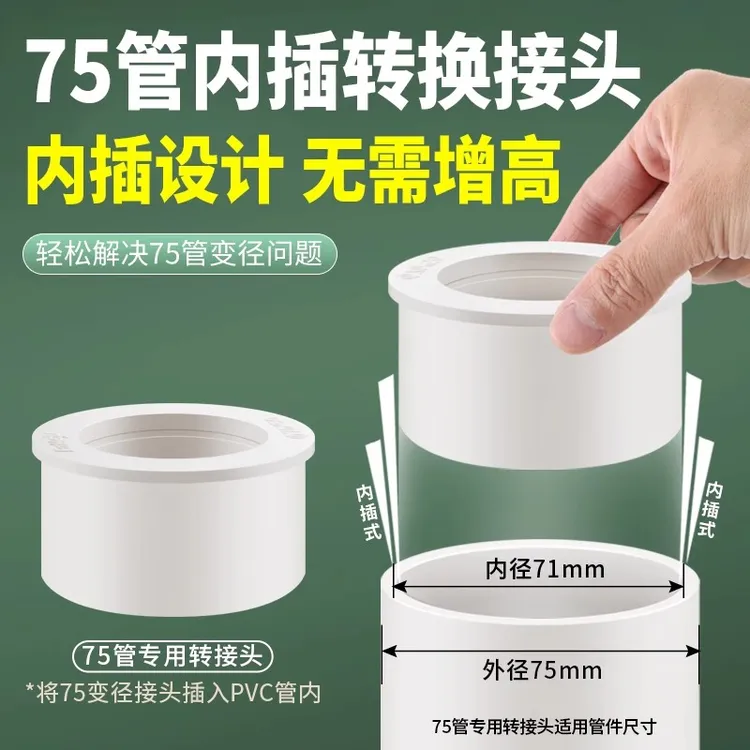 110排水管万能接头pvc管道内插专用变径圈75变50/46水管转换接头