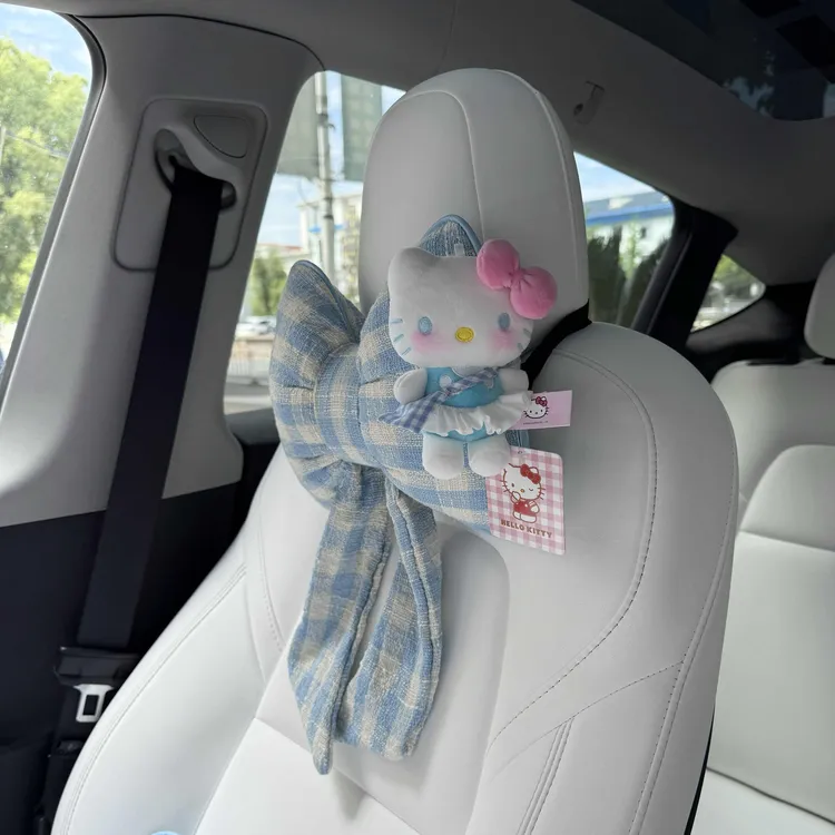 Kitty汽车头枕护颈枕蝴蝶结车用靠枕四季通用车载座椅枕头腰靠