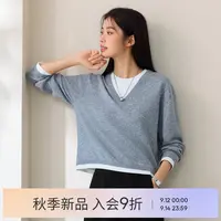 伊芙丽假两件设计感气质针织衫2025秋新休闲百搭毛衫女1G9932291