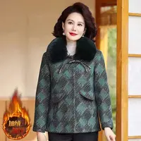 8010-妈妈冬装中老年外套加绒加厚洋气高贵棉服【无毛领】