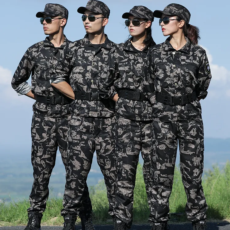 新款户外黑鹰迷彩服套装男女学生工作军训服作训服耐磨工地劳保服