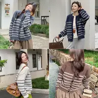 【小香条纹】小香撞色条纹针织开衫