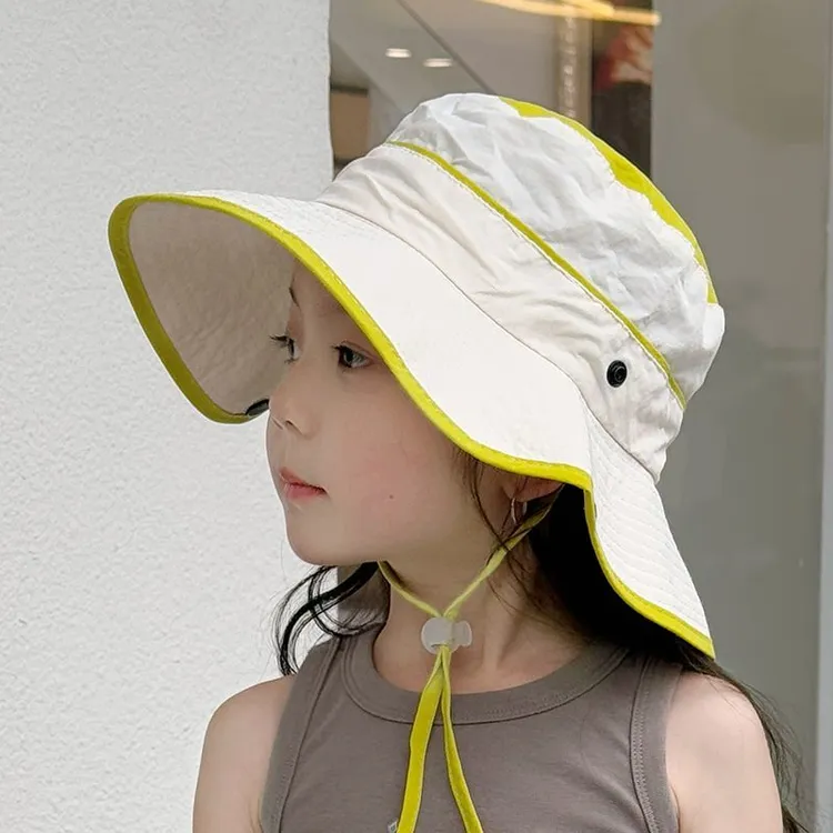 儿童防晒帽子夏季女孩薄款速干渔夫帽遮阳户外女童登山帽太阳帽